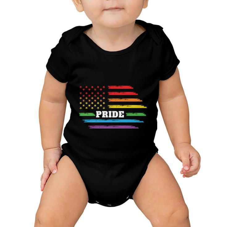 Rainbow Distressed American Flag Pride Month Lbgt Baby Onesie