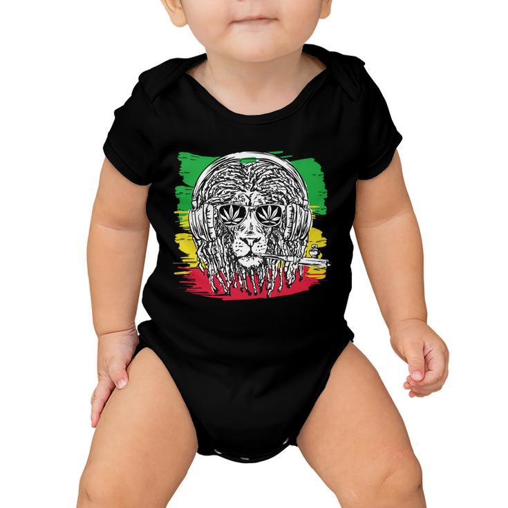 Rasta Lion With Glasses Smoking A Joint Baby Onesie