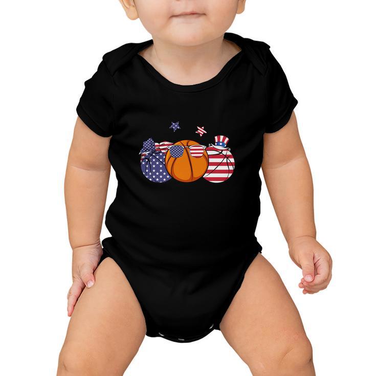 Red White Blue Basketball Lover For 4Th Of July Baby Onesie