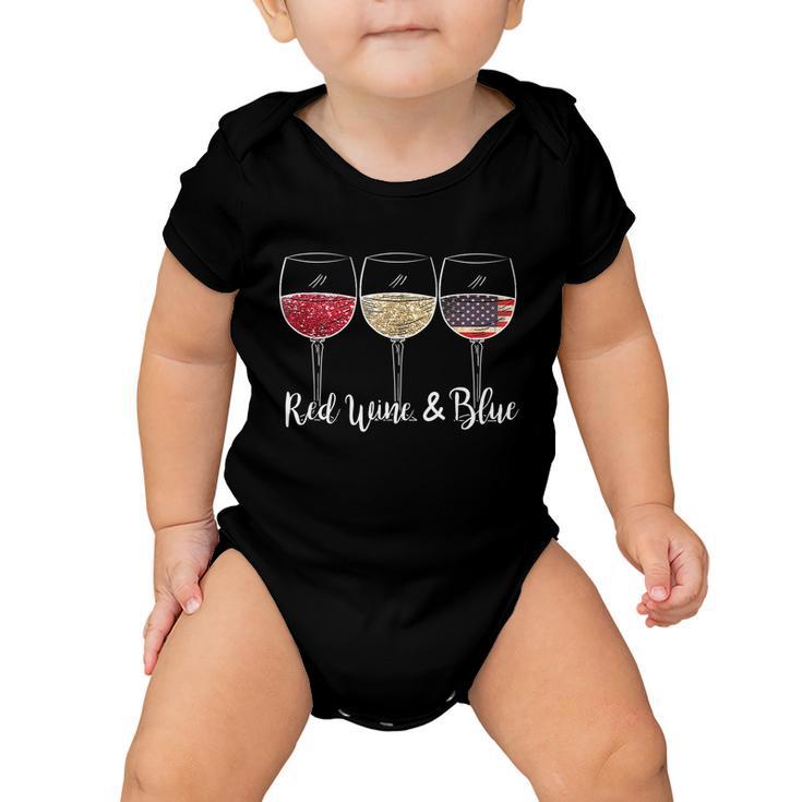 Red Wine & Blue 4Th Of July Wine Red White Blue Wine Glasses V3 Baby Onesie