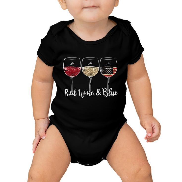 Red Wine And Blue Funny 4Th Of July Drinking Wine Lover Baby Onesie