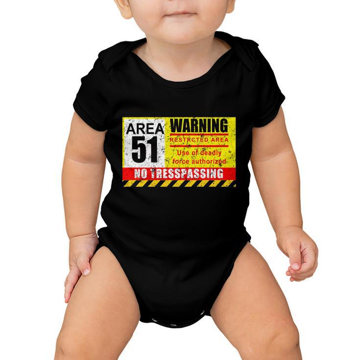 Restricted Area 51 No Trespassing Funny Baby Onesie