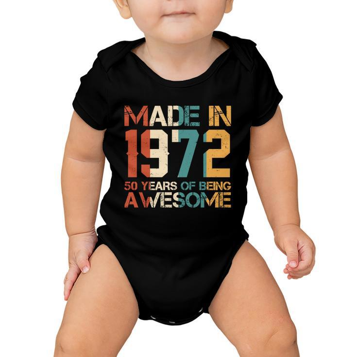 Retro Made In 1972 50 Years Of Being Awesome Birthday Baby Onesie