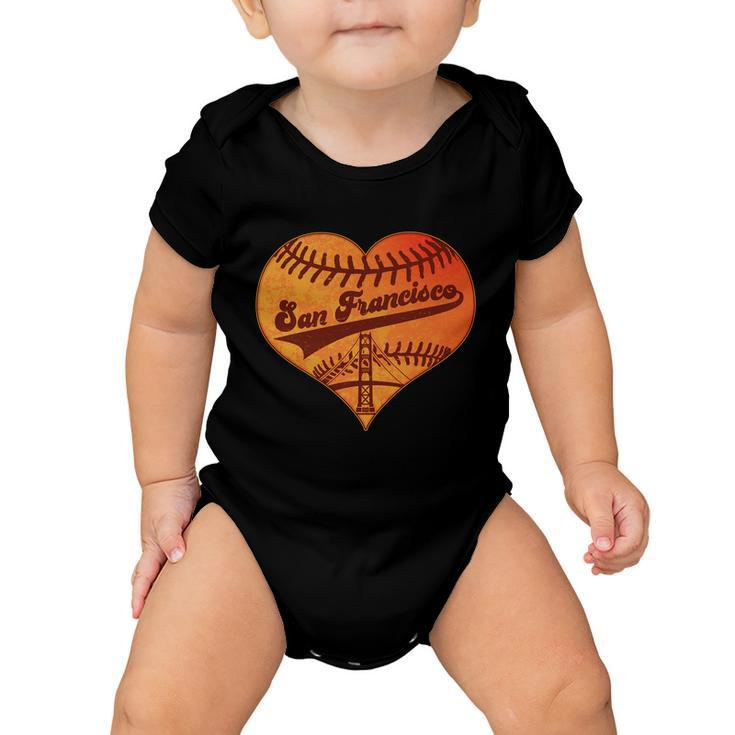 Retro Vintage San Francisco Baseball Heart Baby Onesie