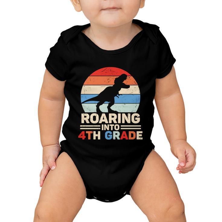 Roaring Into 4Th Grade Dinosaur First Day Of School Back To School Baby Onesie