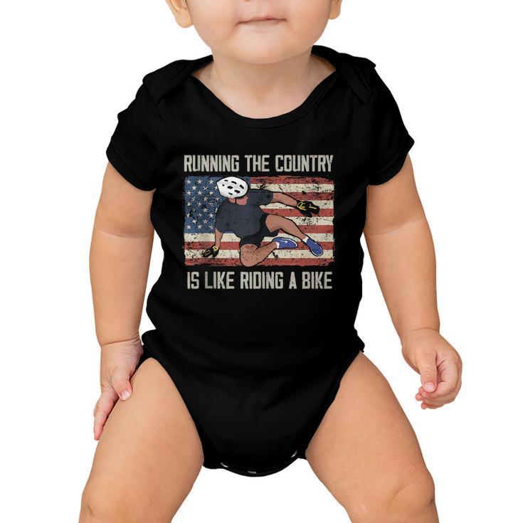 Running The Country Is Like Riding A Bike Funny Biden Meme Baby Onesie