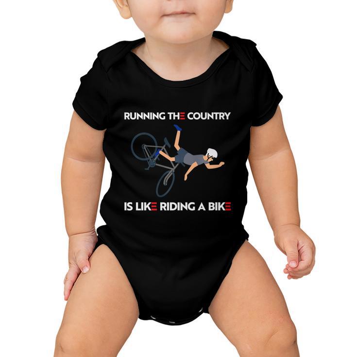 Running The Country Is Like Riding A Bike Joe Biden Funny Baby Onesie