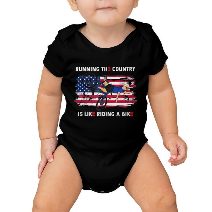 Running The Coutry Is Like Riding A Bike Joe Biden Funny Vintage Baby Onesie