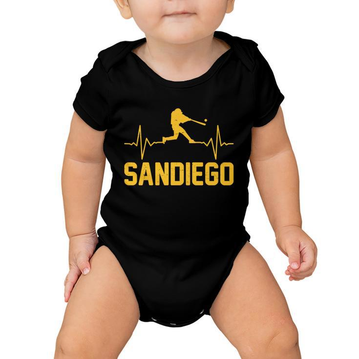 San Diego Baseball Player Heartbeat Baby Onesie