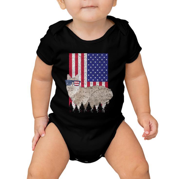 Sausage Patriotic Cat Usa Pride American Flag Funny Gift Baby Onesie