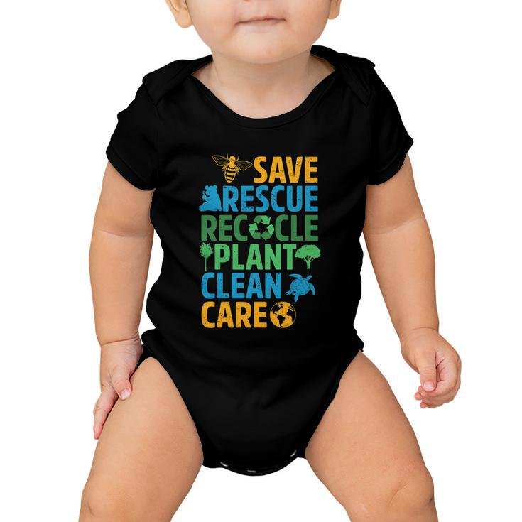 Save Bees Rescue Animals Recycle Plastict Earth Day Men Kid Tshirt Baby Onesie