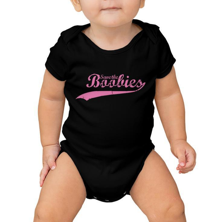 Save The Boobies Retro Breast Cancer Tshirt Baby Onesie