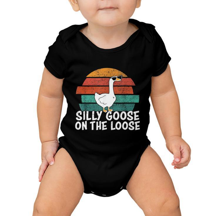 Silly Goose On The Loose Vintage Retro Sunset Tshirt Baby Onesie