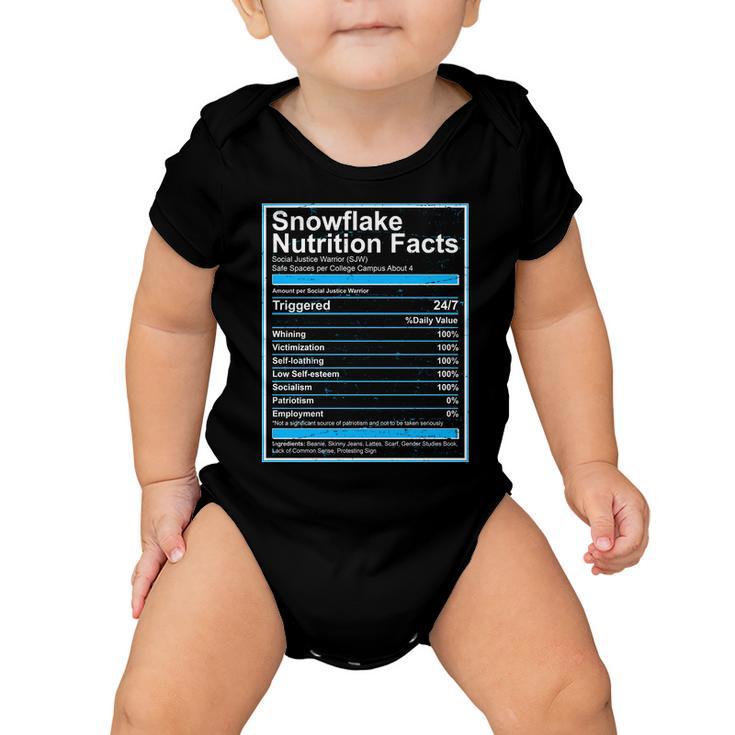 Snowflake Nutrition Facts Baby Onesie