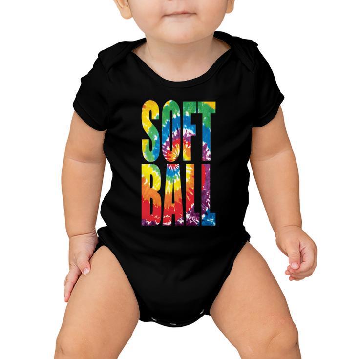 Softball Retro Tie Dye Baby Onesie