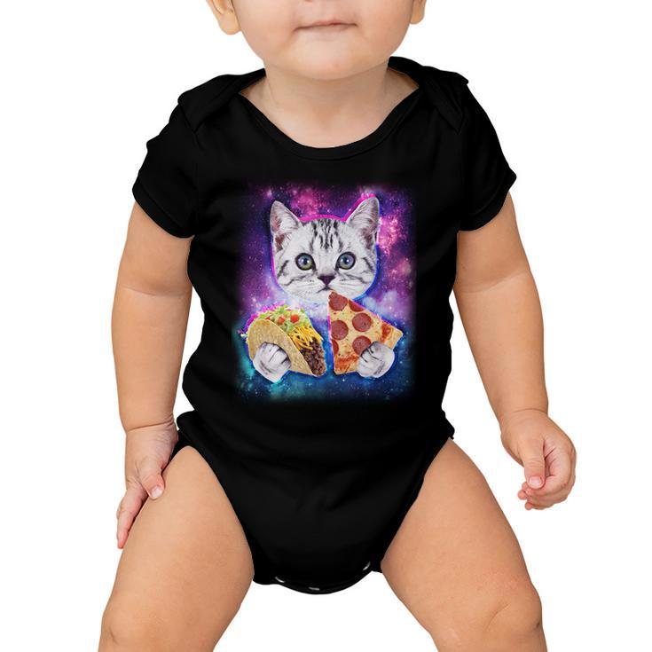 Space Cat Pizza And Tacos Tshirt Baby Onesie