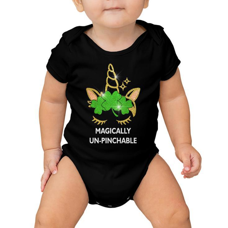 St Patricks Day Unicorn Magically Unpinchable Baby Onesie