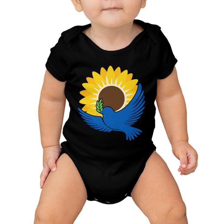 Sunflower Peace Dove Stand With Ukraine End The War V2 Baby Onesie