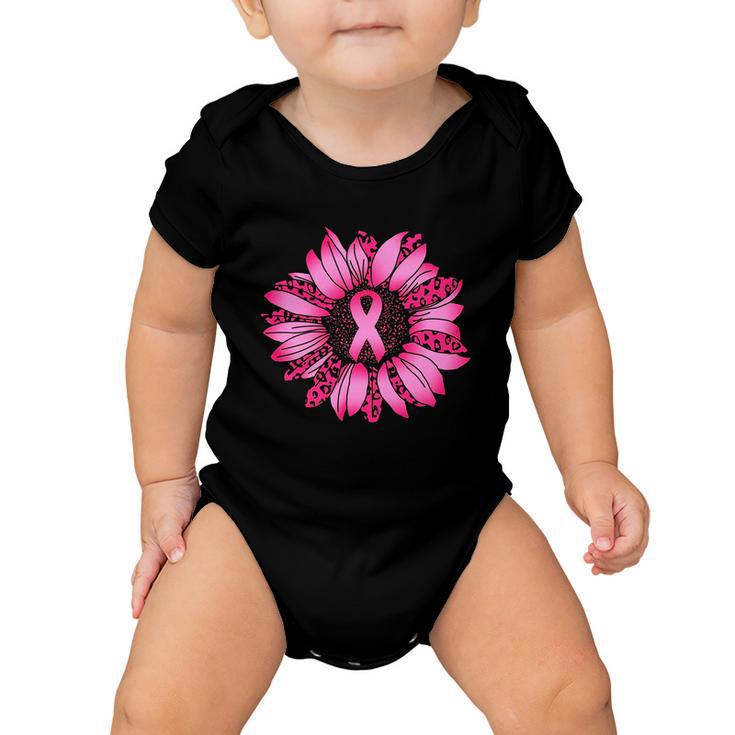 Sunflower Pink Ribbon Breast Cancer Awareness Tshirt Baby Onesie