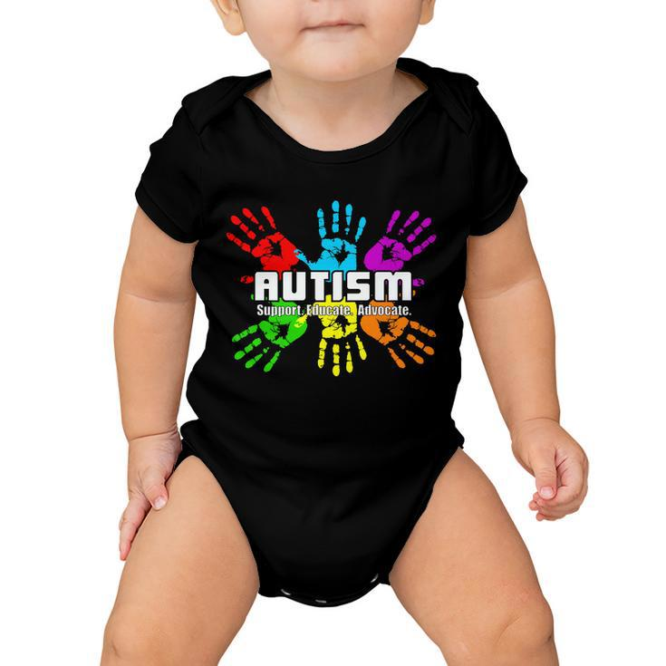 Support Educate Advocate Autism Handprint Tshirt Baby Onesie