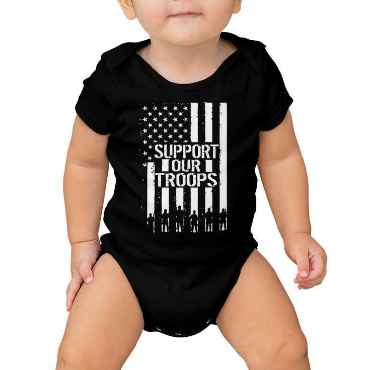 Support Our Troops Distressed American Flag Baby Onesie