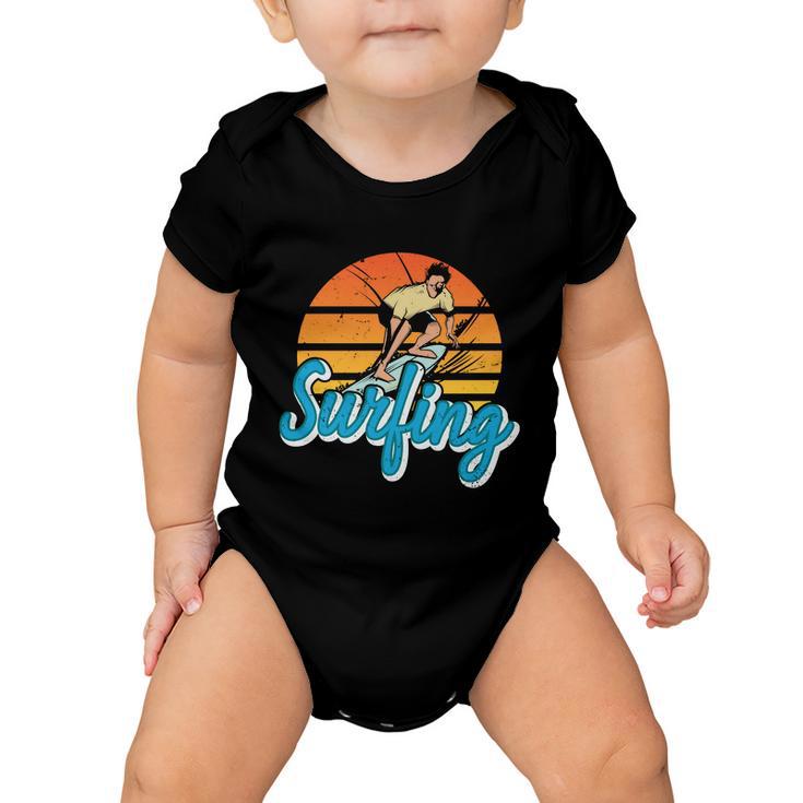 Surfing Vintage Summer Vacation Surf Baby Onesie