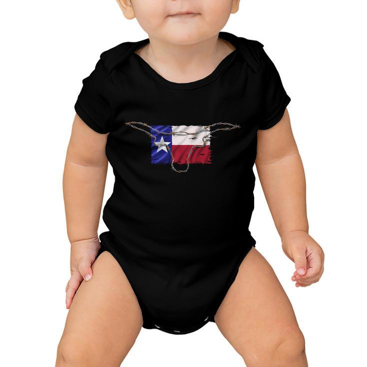 Texas Flag Barbwire Tough Tshirt Baby Onesie