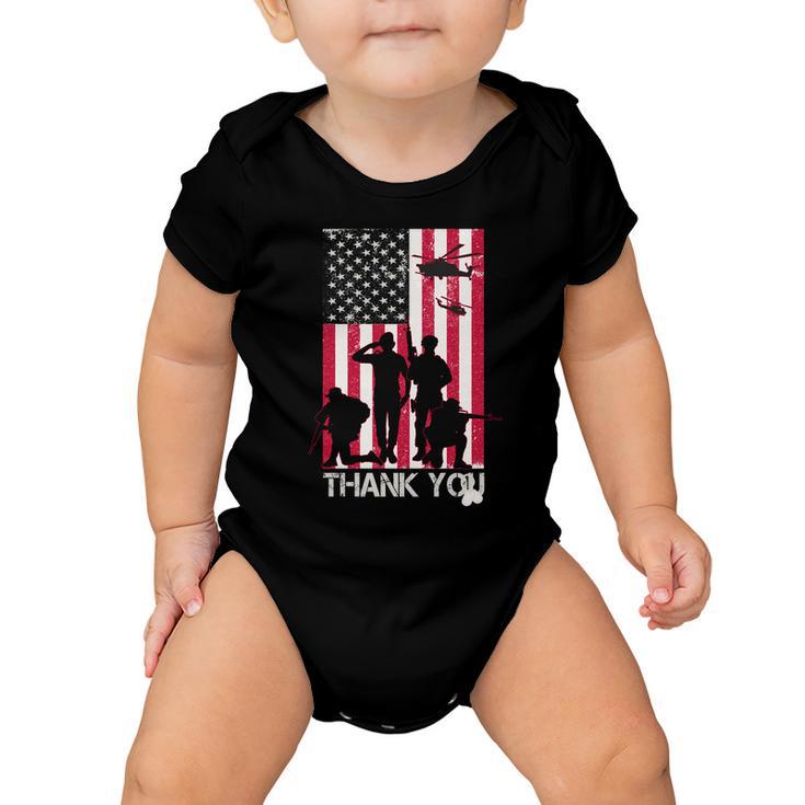 Thank You Memorial Day Soldiers Usa Flag Baby Onesie