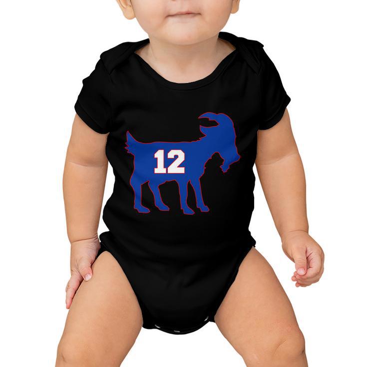 The Goat 12 New England Fan Football Qb Tshirt Baby Onesie