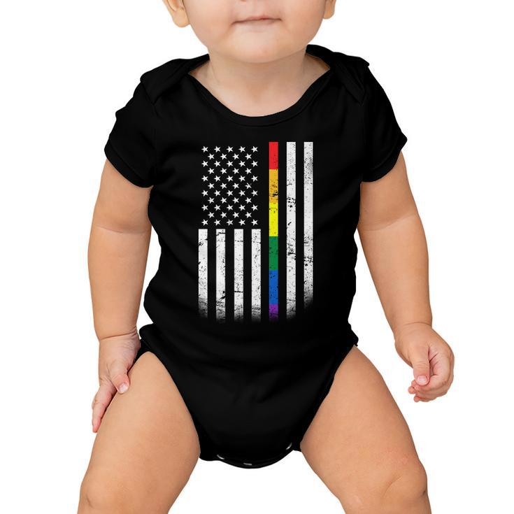 Thin Rainbow Line Lgbt Gay Pride Flag Tshirt Baby Onesie