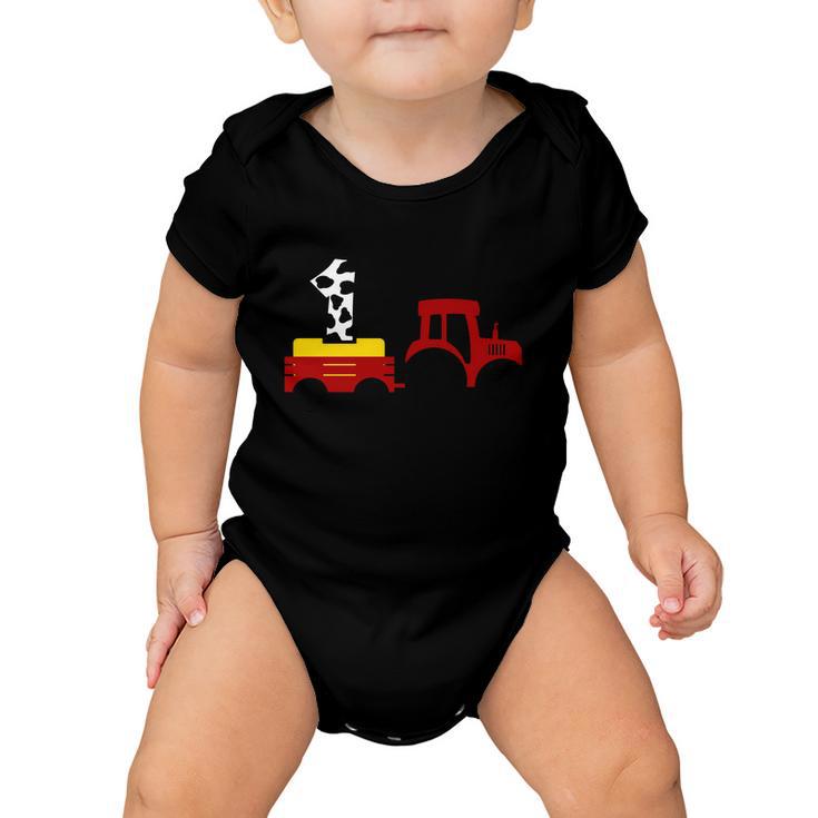 Tractor Pulling One Farmer First Birthday First Birthday Cow 1St Birthday Baby Onesie