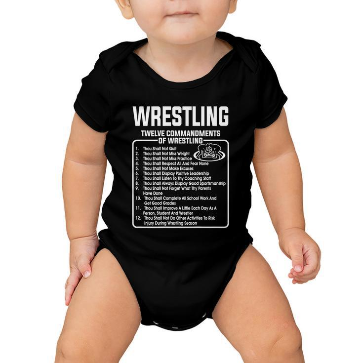 Twelve Commandments Of Wrestling Tshirt Baby Onesie