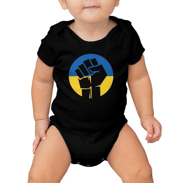 Ukraine Flag Raised Fist Tshirt Baby Onesie