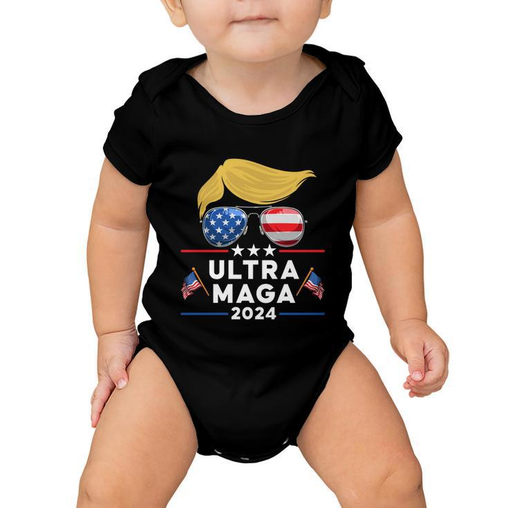 Ultra Maga Maga King Donald Trump American Flag Tshirt Baby Onesie