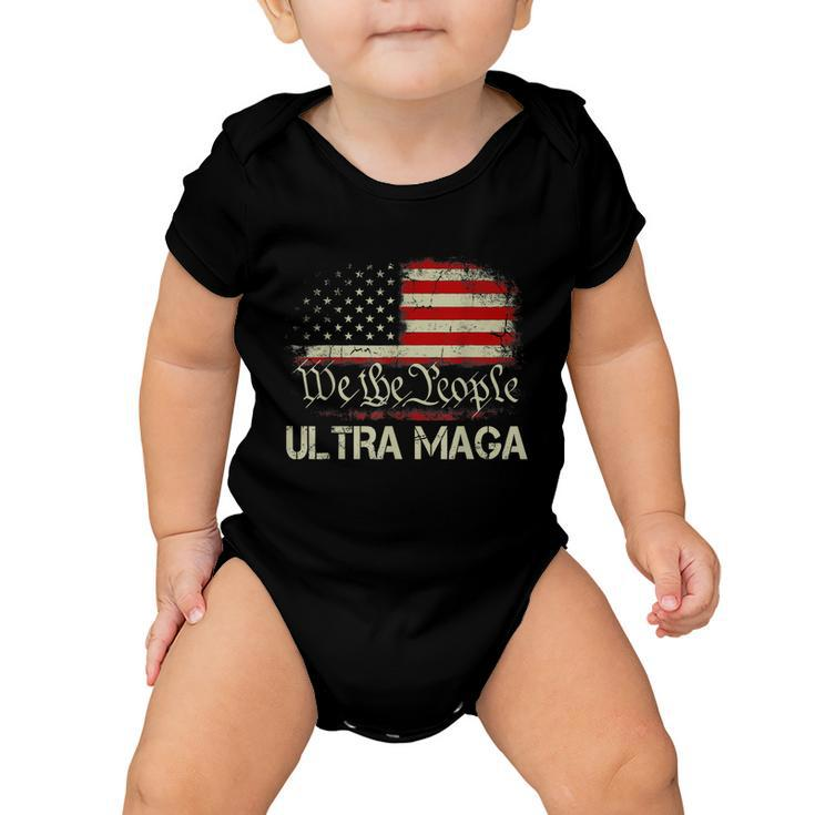 Ultra Maga Shirt Funny Anti Biden Us Flag Pro Trump Trendy Tshirt Baby Onesie