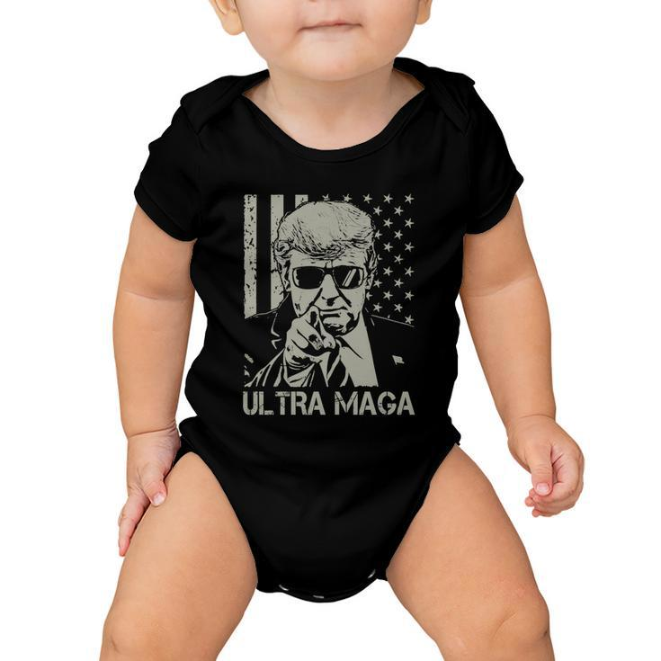 Ultra Maga Shirt Funny Anti Biden Us Flag Pro Trump Trendy Tshirt V2 Baby Onesie