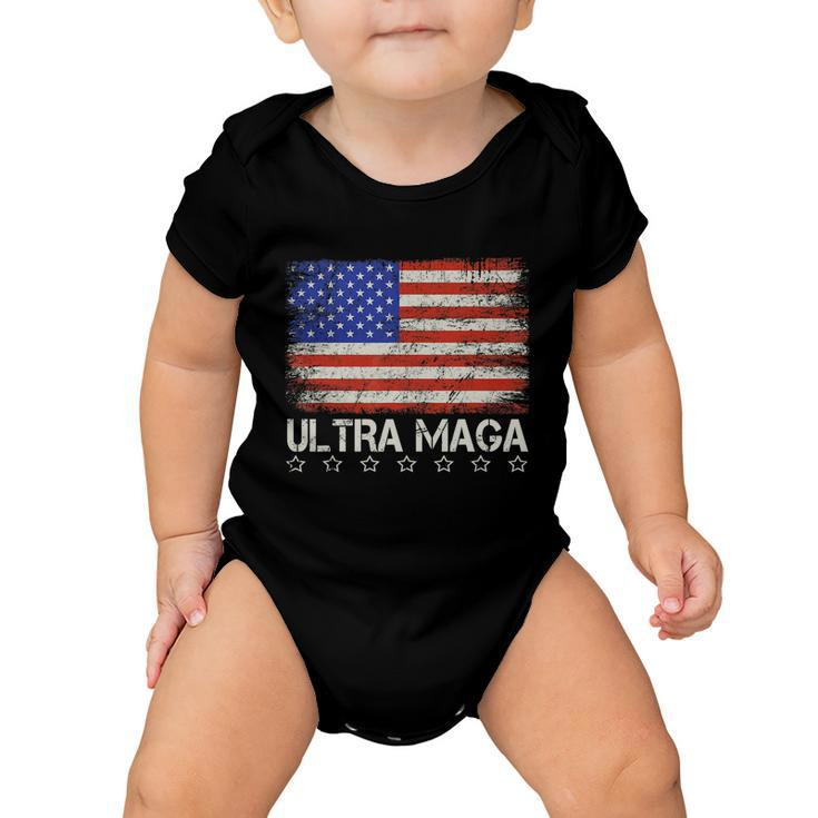 Ultra Maga Shirt Maga King Funny Anti Biden Us Flag Pro Trump Trendy Tshirt V2 Baby Onesie