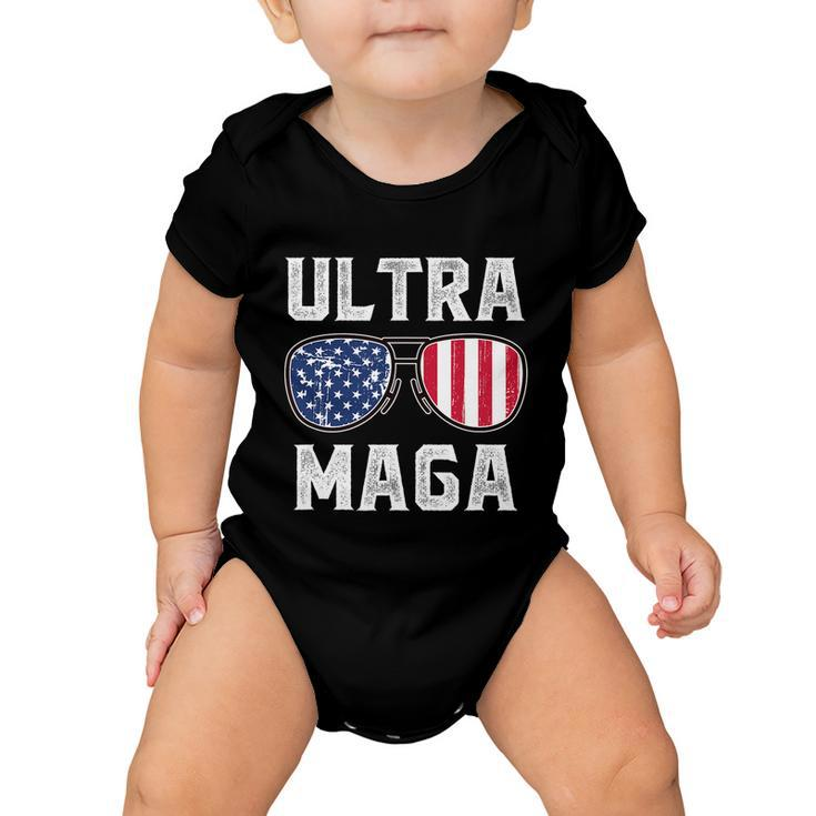 Ultra Maga Sunglasses American Flag Funny Anti Biden Baby Onesie