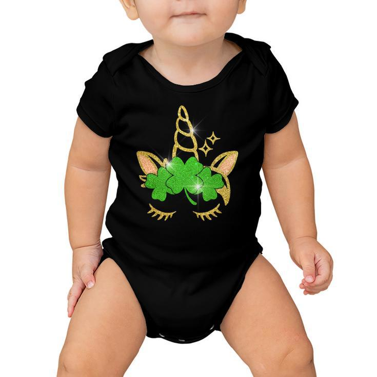 Unicorn Face St Patricks Day Graphic Design Printed Casual Daily Basic Baby Onesie