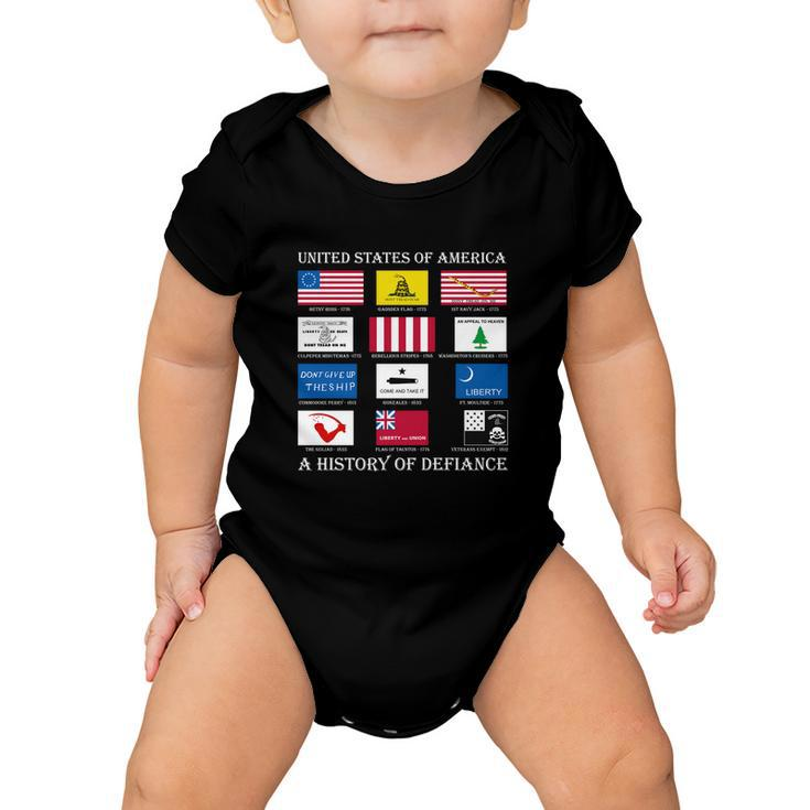 United States Of America History Flags Of Defiance Baby Onesie
