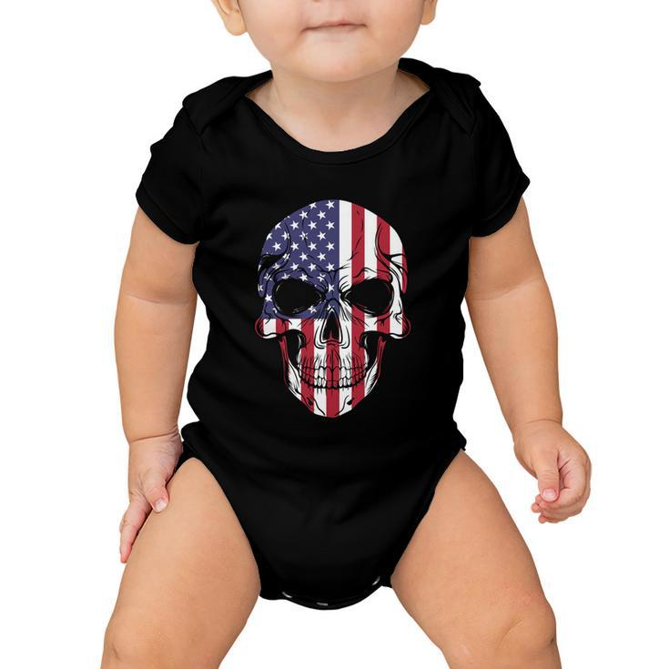 Us American Flag Patriotic Skull Gift Baby Onesie