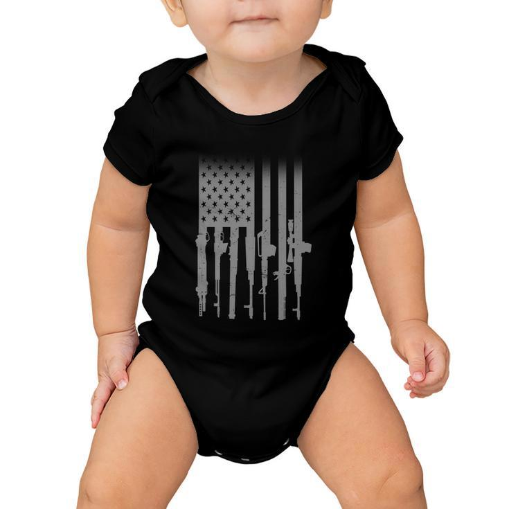 Us Gun Flag Tshirt Baby Onesie