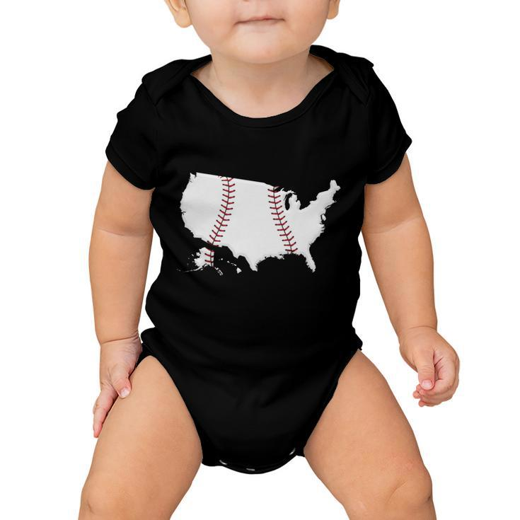 Us Map American Baseball Tshirt Baby Onesie