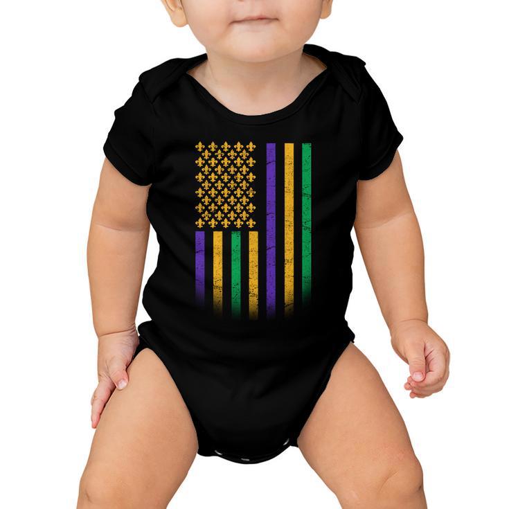 Us Mardi Gras Flag Celebration Tshirt Baby Onesie