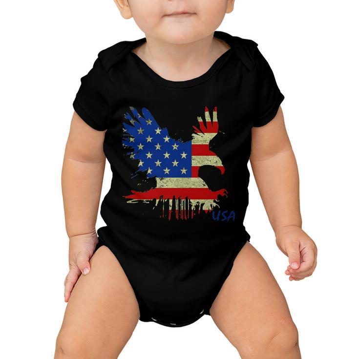 Usa Bald Eagle Flag Drip 4Th Of July Baby Onesie