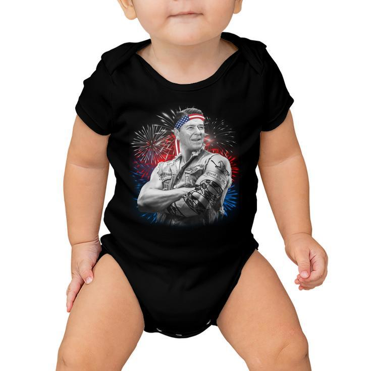 Usa Fireworks Patriotic Ronald Reagan Baby Onesie