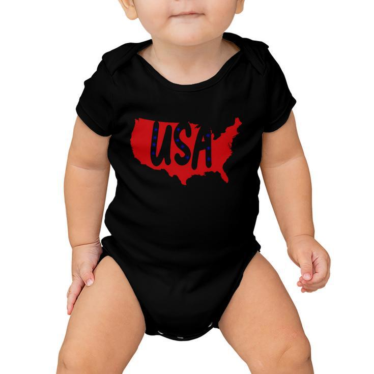 Usa Map Patriotic Celebrate 4Th Of July Baby Onesie