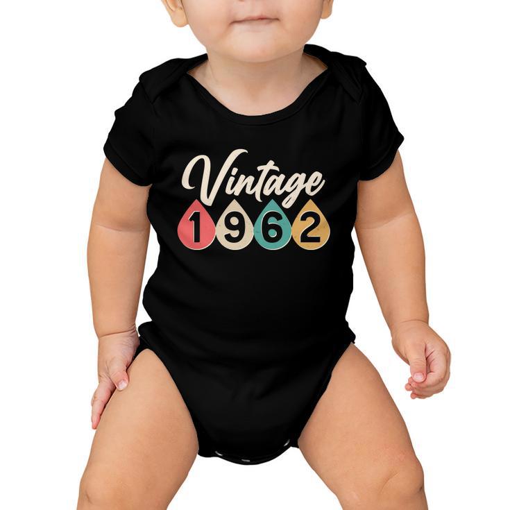 Vintage 1962 60Th Birthday Retro Teardrop Design Baby Onesie