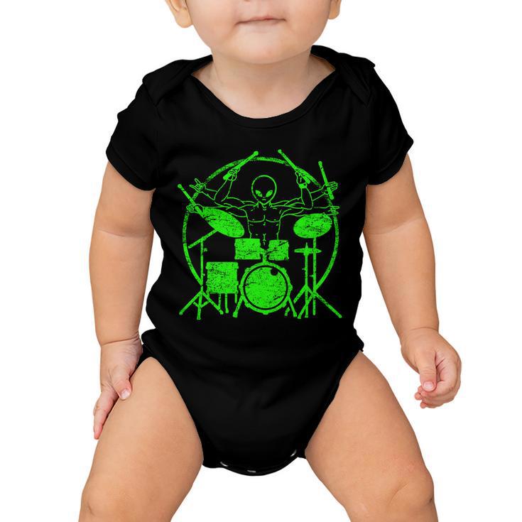 Vintage Alien Drummer Baby Onesie