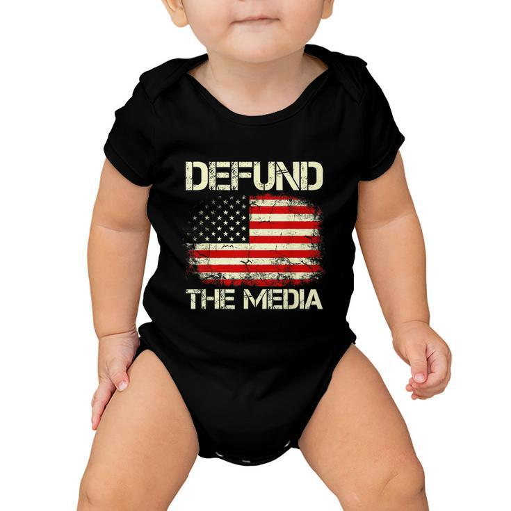 Vintage American Flag Defund The Media Baby Onesie